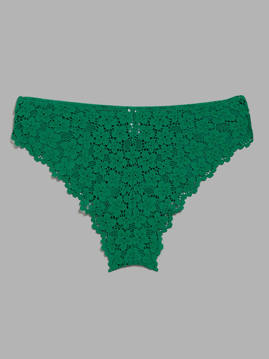 Superstar Green Lace Insert Brazilian Brief