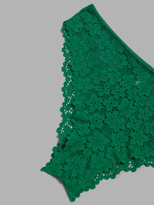 Superstar Green Lace Insert Brazilian Brief
