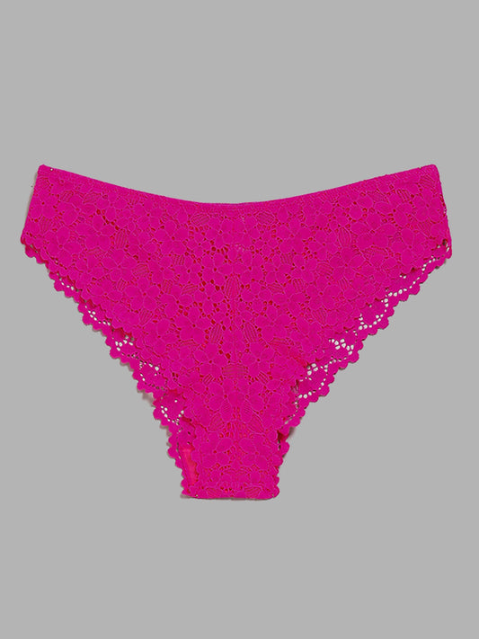 Superstar Pink Lace Insert Brazilian Brief