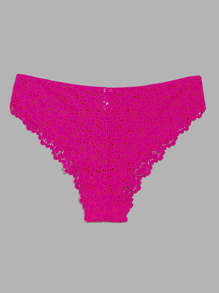 Superstar Pink Lace Insert Brazilian Brief