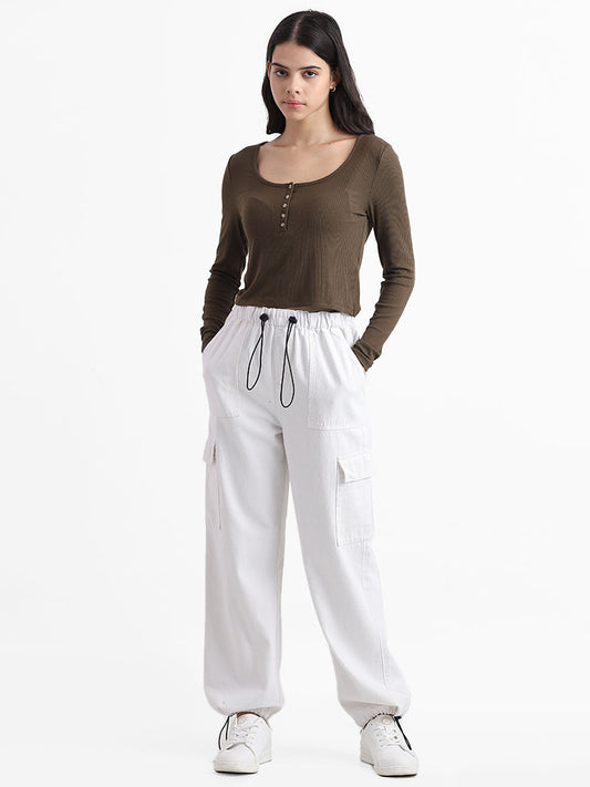 Nuon White Relaxed - Fit Mid Rise Jeans