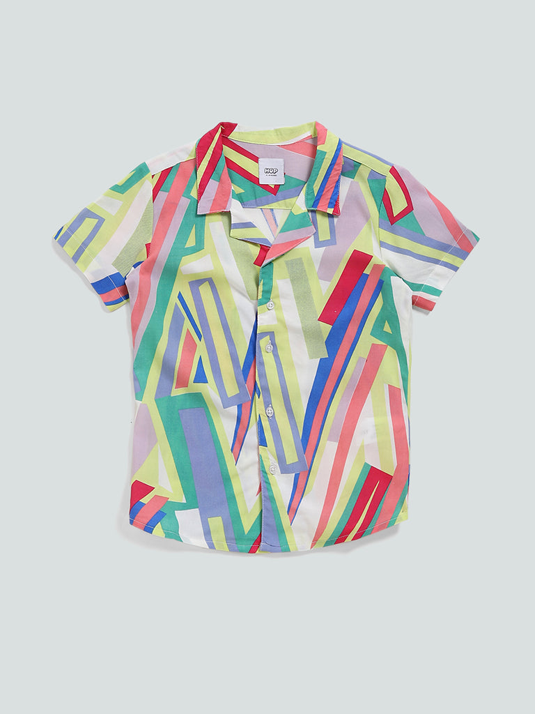 HOP Kids Multicolored Block Printed Shirt