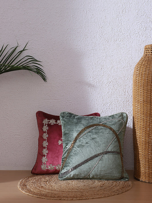 Westside Home Dark Forest Green Pipe Sequence Cushion Cover