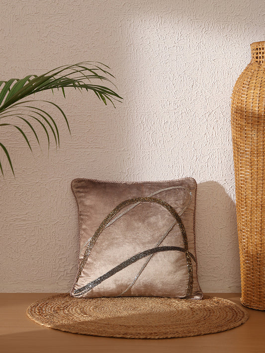 Westside Home Beige Pipe Sequence Cushion Cover