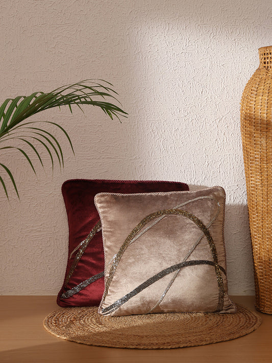 Westside Home Beige Pipe Sequence Cushion Cover