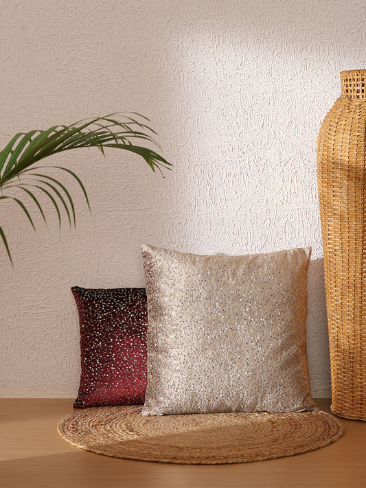 Westside Home Taupe Sequins Cushion Cover