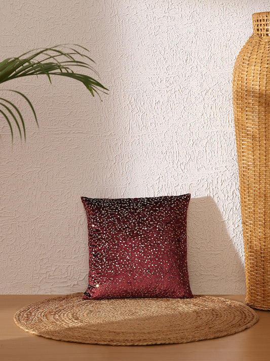 Westside Home Maroon Sequins Cushion Cover