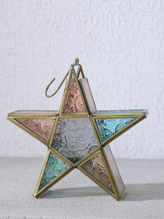 Westside Home Multicolored Glass 3D Star Tea Light Holder