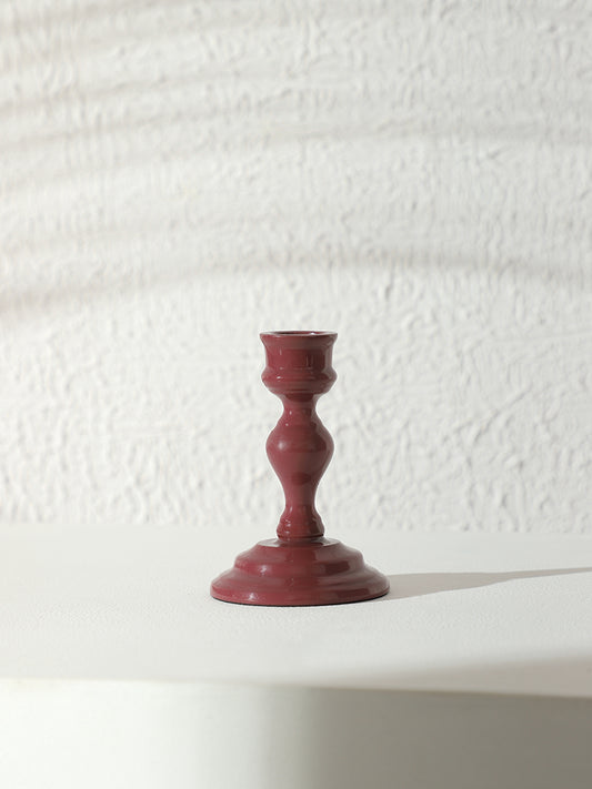 Westside Home Maroon Taper Small Candle Holder