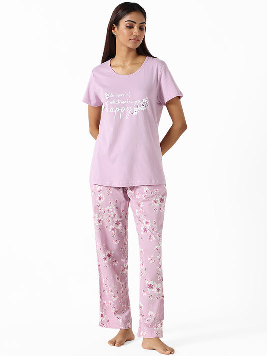 Wunderlove Orchid Printed Floral Regular Fit Pyjamas