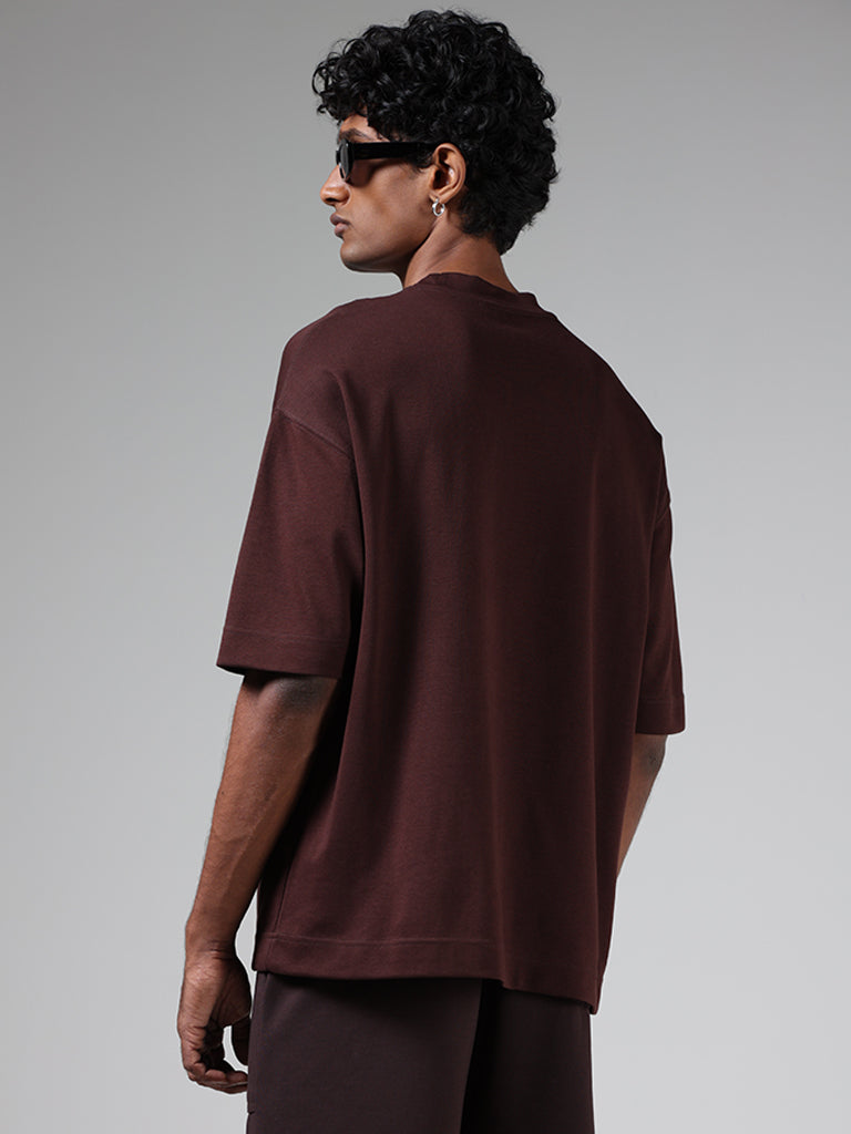 Studiofit Dark Brown Relaxed Fit Crew Neck T-Shirt