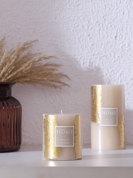 Westside Home Ivory Gold Foiling Pillar Candle