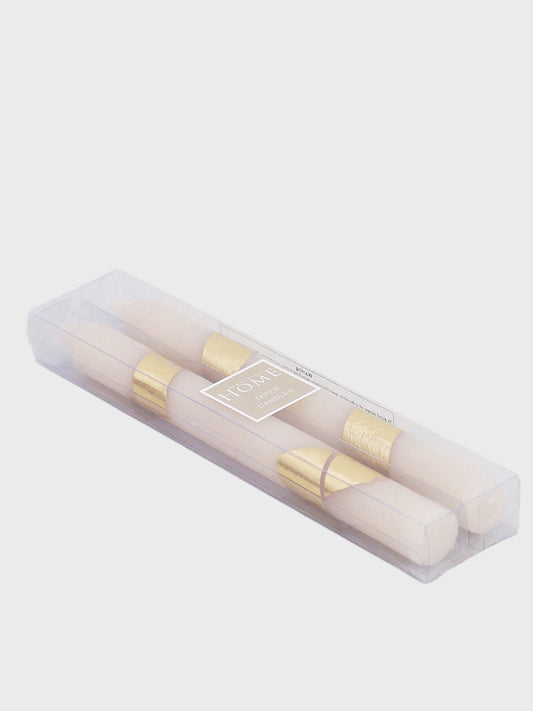 Westside Home Ivory Gold Foiling Taper Candle (Set of 2)