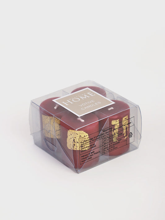 Westside Home Red Gold Foiling Votive Candle- Pack of 4