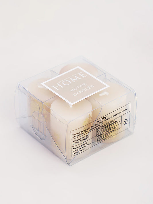 Westside Home Ivory Gold Foiling Votive Candle- Pack of 4