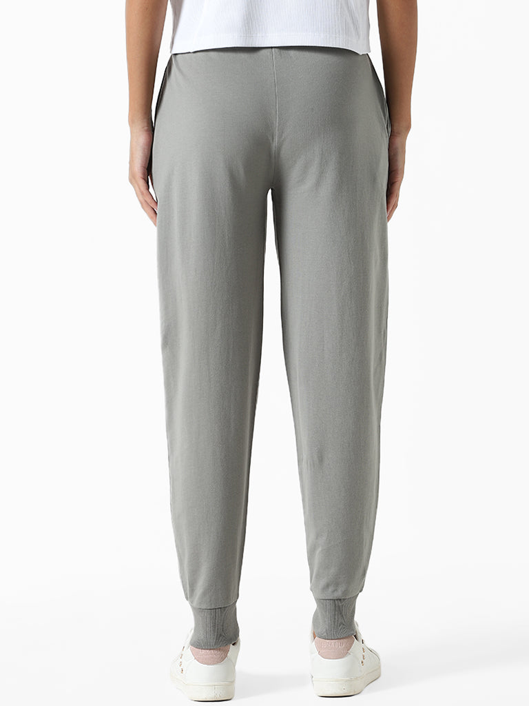 Studiofit Solid Grey Self Patterned Joggers