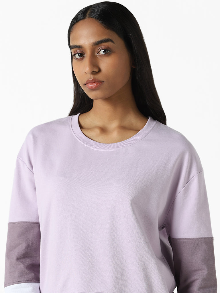Studiofit Plain Lavender Ribbed T-Shirt