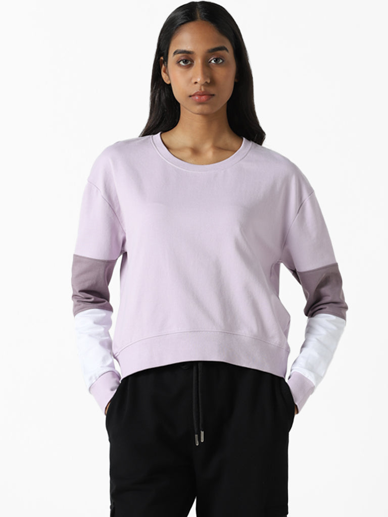 Studiofit Plain Lavender Cotton Ribbed T-Shirt