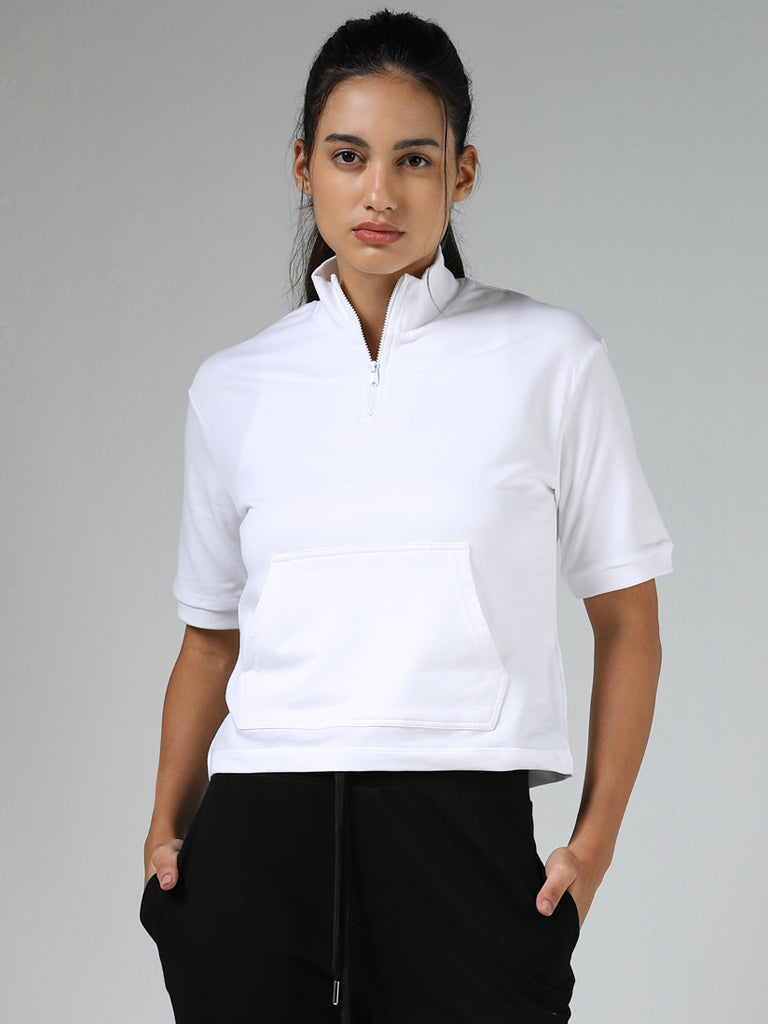 Studiofit White Zipper T-Shirt