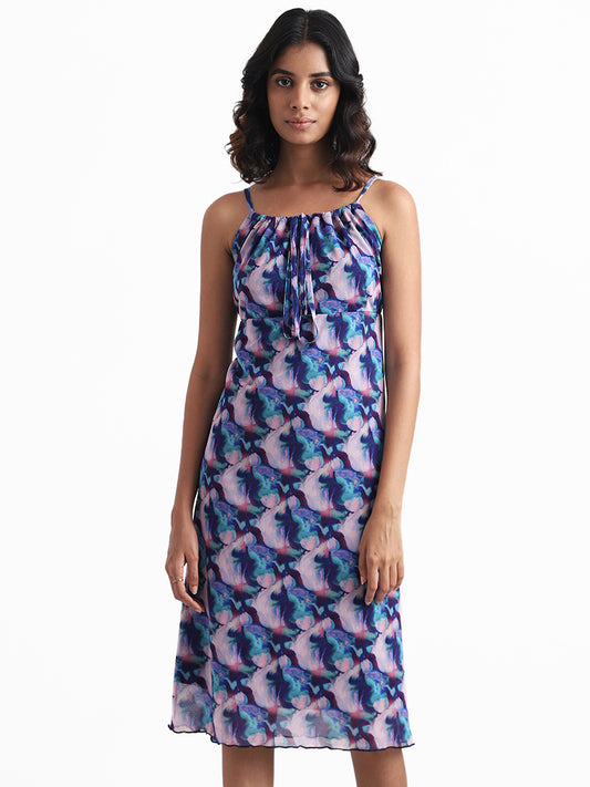 Nuon Purple Abstract Printed Dress