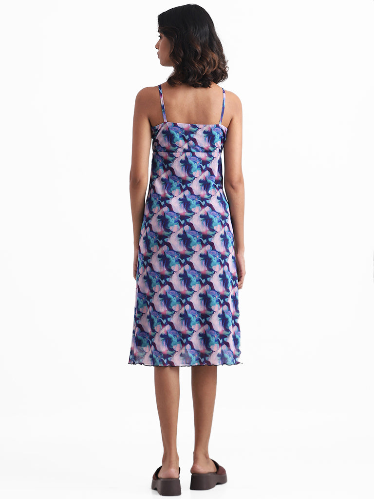 Nuon Purple Abstract Printed Dress
