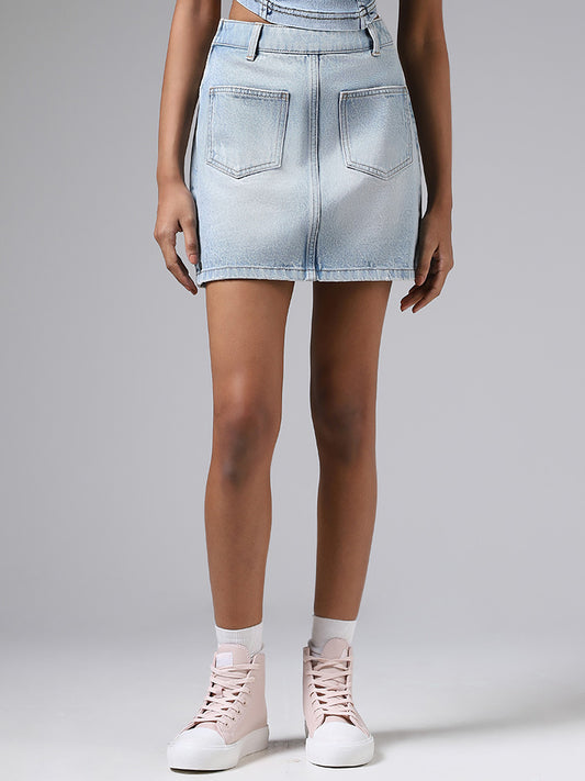 Nuon Light Blue Denim Mini Skirt