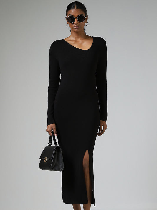 Wardrobe Black Slit Dress