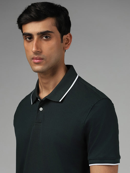 Ascot Emerald Green Cotton Relaxed-Fit Polo T-Shirt