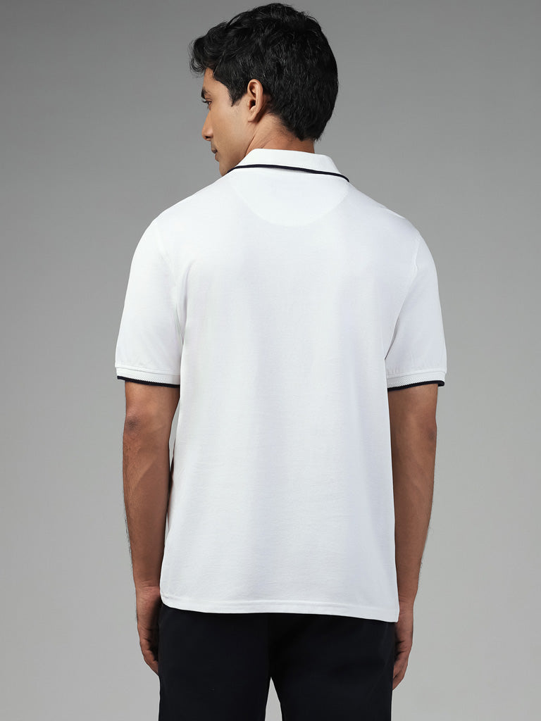 Ascot White Cotton Relaxed Fit Polo T-Shirt