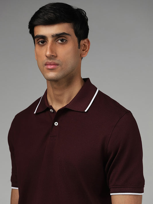 Ascot Wine Cotton Relaxed Fit Polo T-Shirt