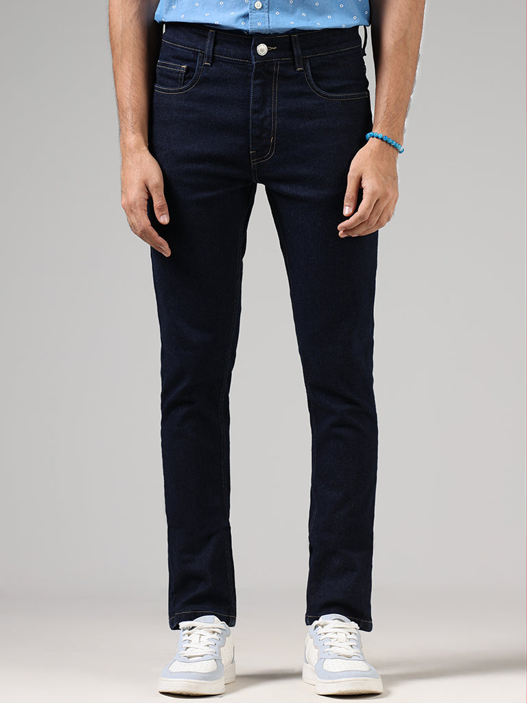 WES Casuals Navy Blue Slim - Fit Mid - Rise Jeans