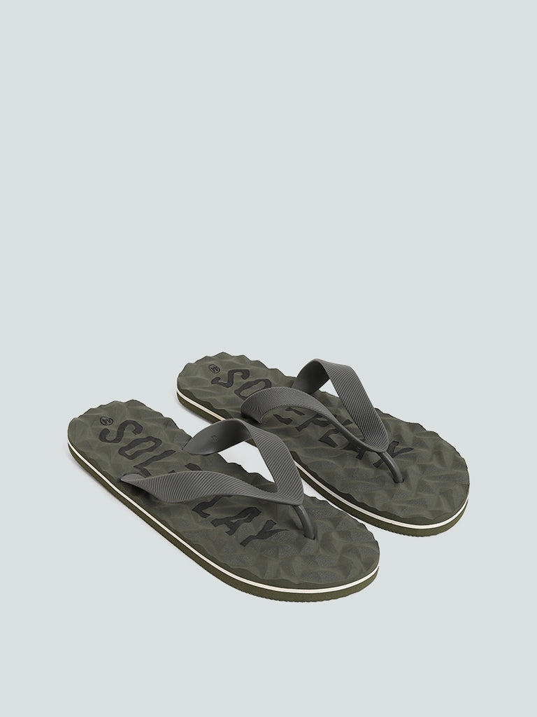 SOLEPLAY Monotone Olive Textured Footbed Flip Flop