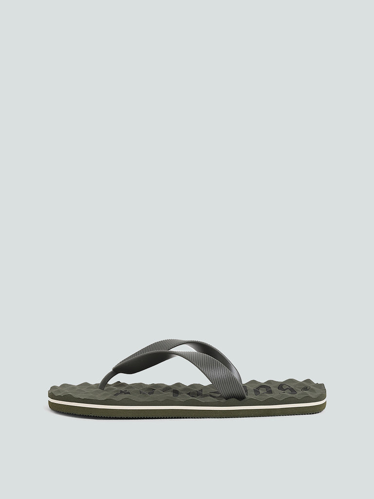 SOLEPLAY Monotone Olive Textured Footbed Flip Flop