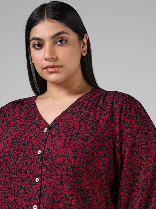 Gia Maroon Floral Printed Blouse