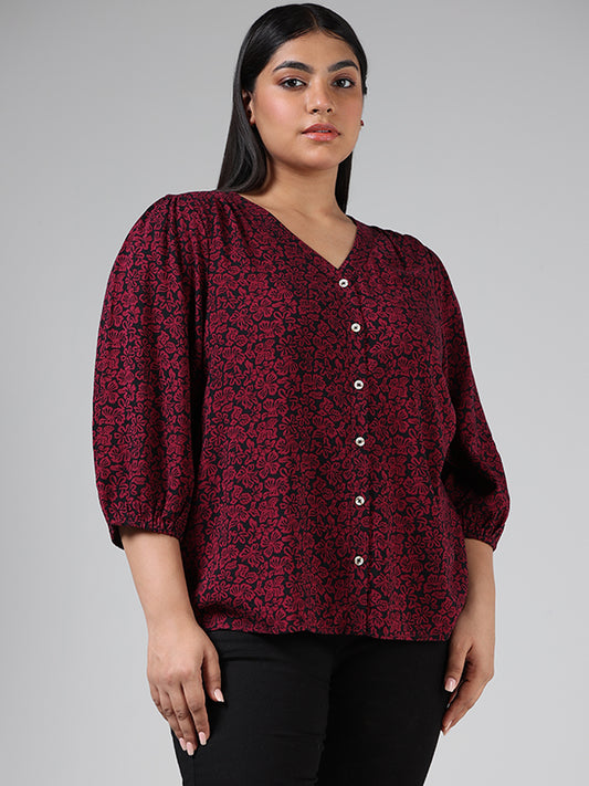 Gia Maroon Floral Printed Blouse