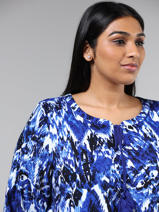 Gia Abstract Printed Blue Blouse