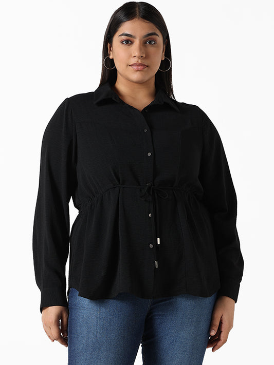 Gia Solid Black Elasticated Shirt