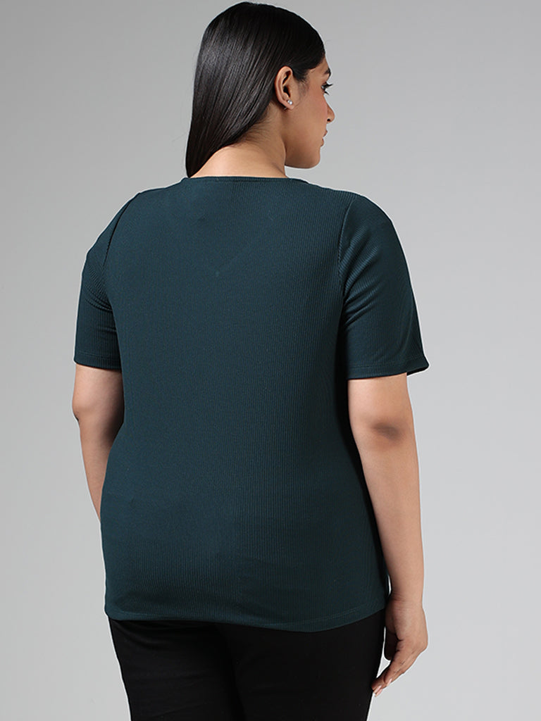 Gia Bottle Green Cotton Cut Out Top