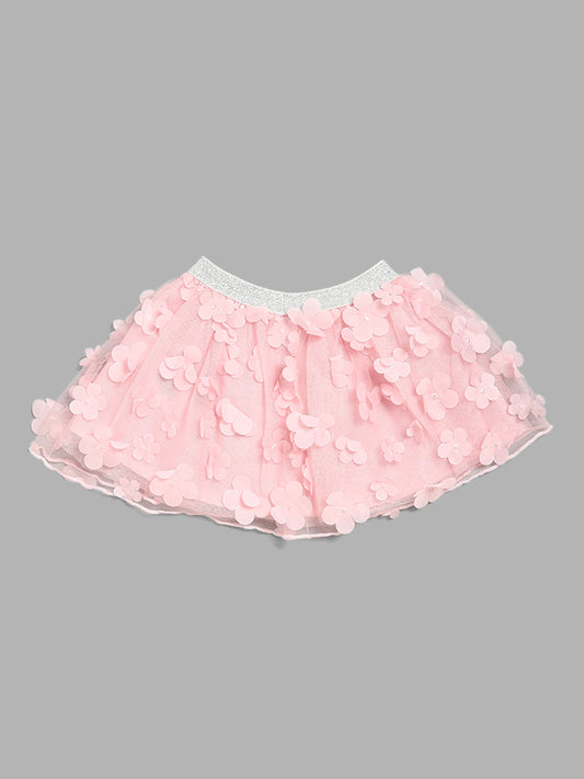 HOP Baby Pink Floral Mesh Skirt
