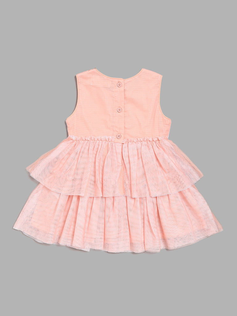 HOP Baby Sequence Tiered Peach Dress