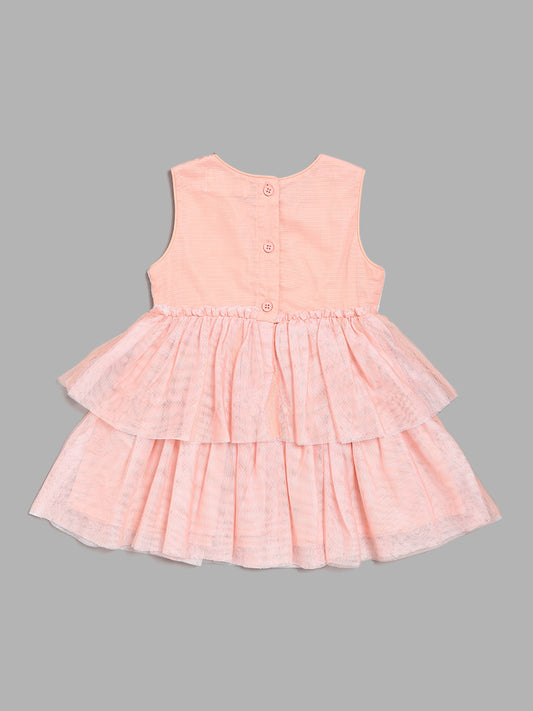 HOP Baby Peach Sequence Tiered Dress