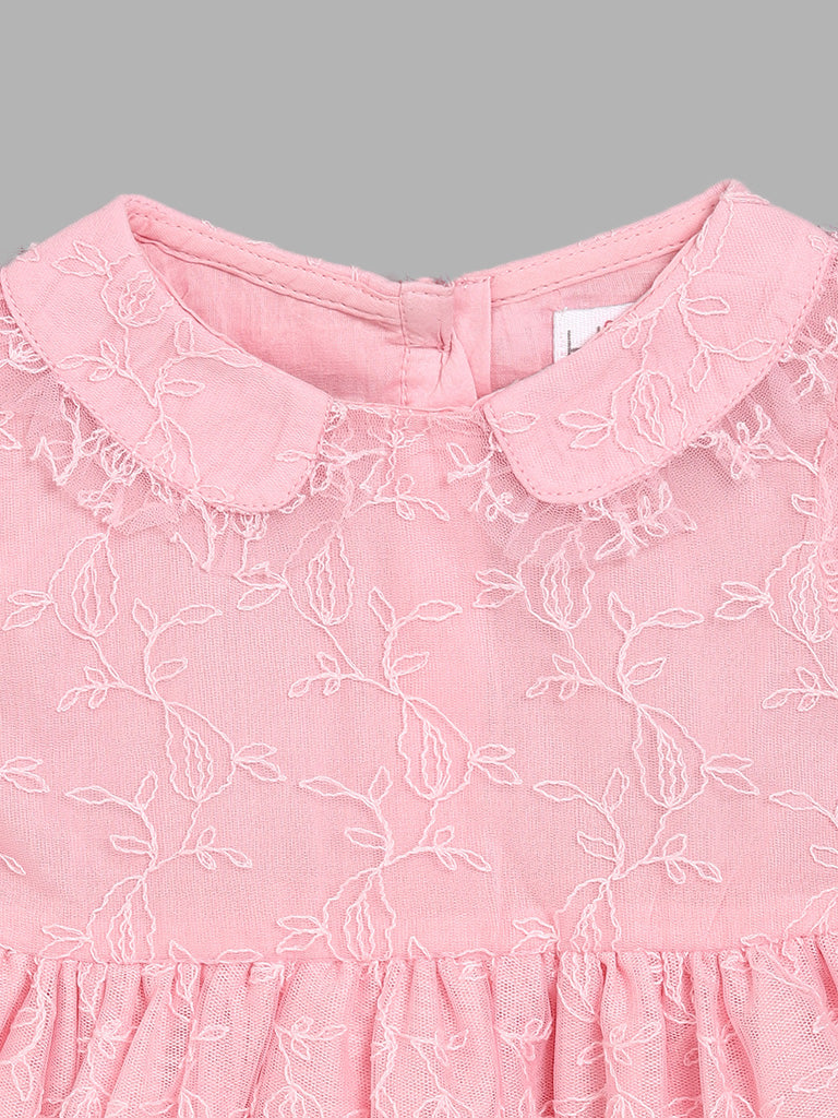 HOP Baby Embroidered A-Line Pink Dress