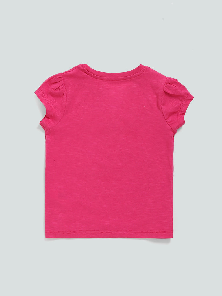 HOP Kids Pink Printed T-Shirt