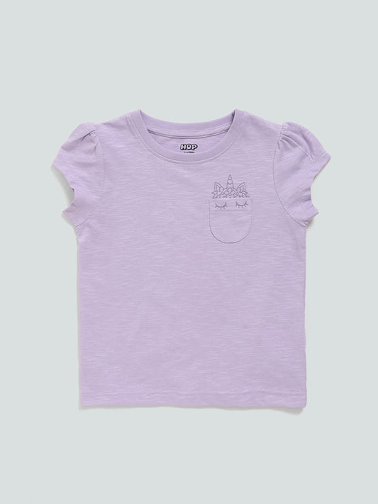 HOP Kids Lilac Printed T-Shirt