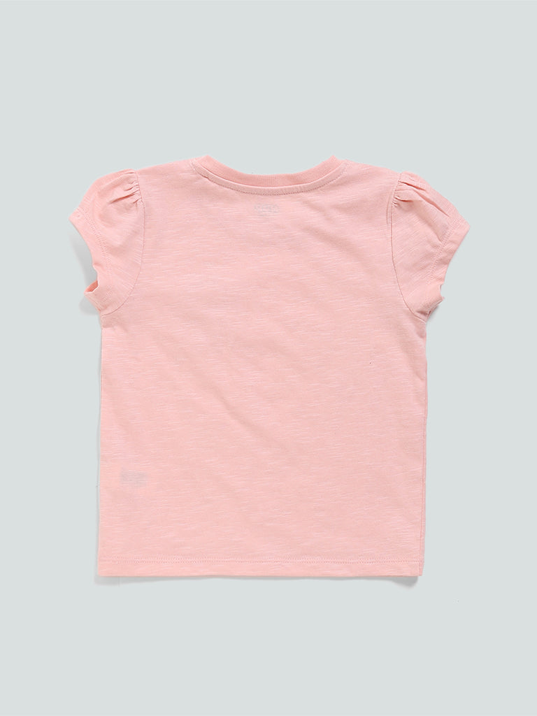 HOP Kids Printed Pocket Peach T-Shirt