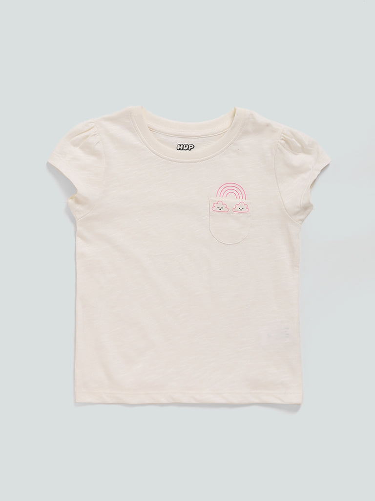 HOP Kids Off White Printed Oona T-Shirt