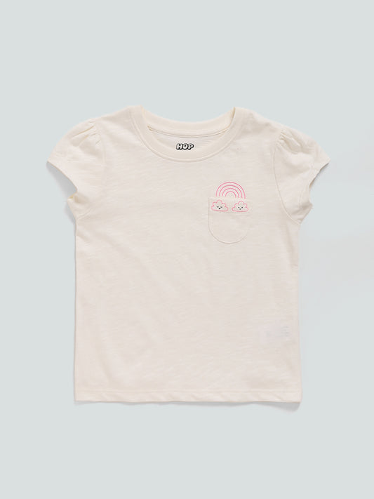 HOP Kids Off White Printed T-Shirt