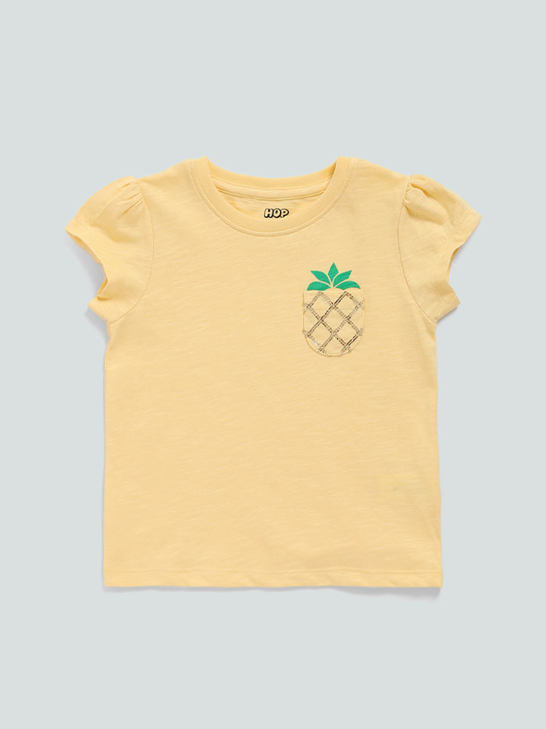 HOP Kids Yellow Embroidered Oona T-Shirt