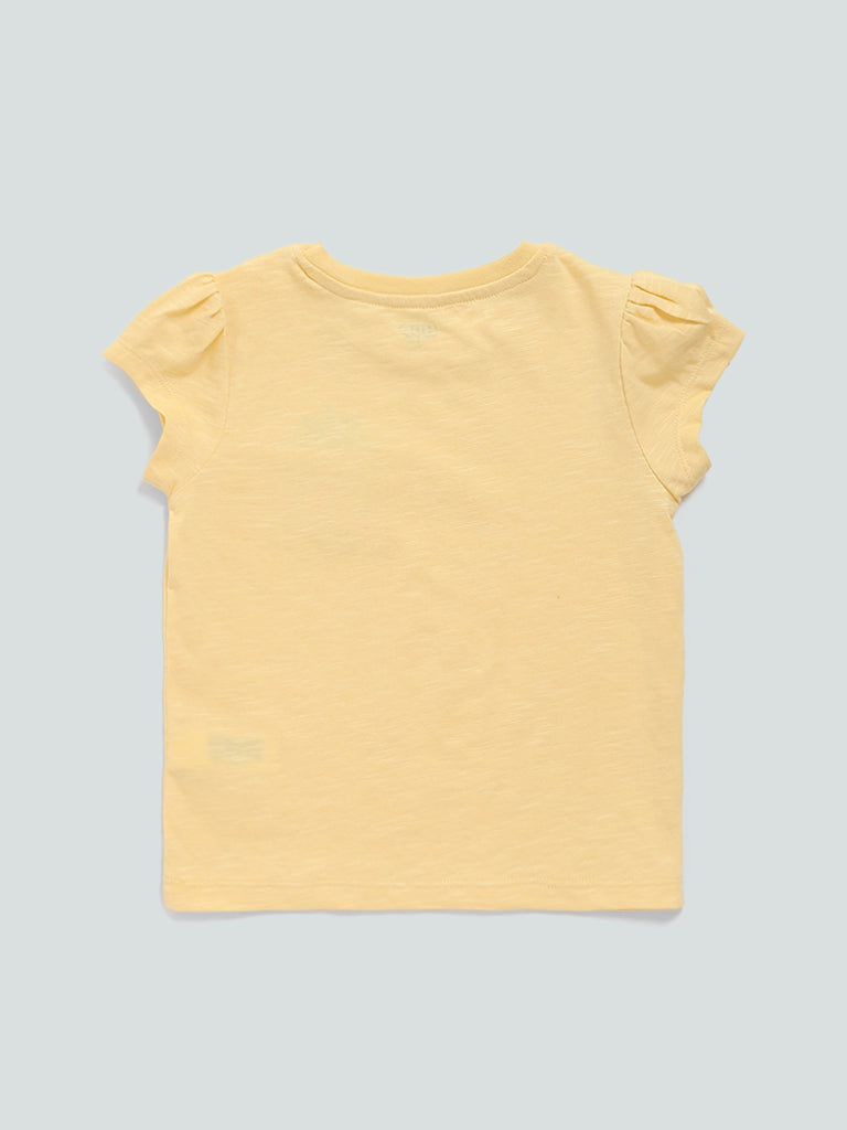 HOP Kids Yellow Embroidered Oona T-Shirt