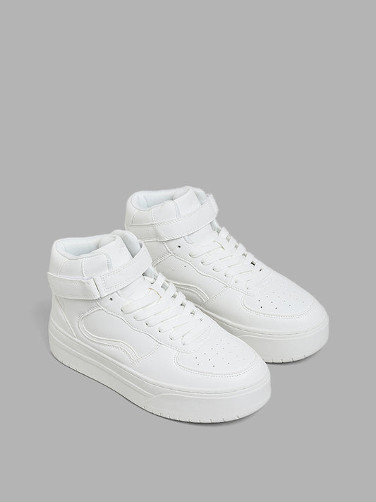 LUNA BLU White Velcro High Top Sneakers